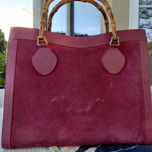 Gucci Burgundy Tote with Bamboo Handles